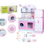 Complete wooden kitchen - pink for children