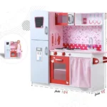 Rustic wooden kitchen - red for children