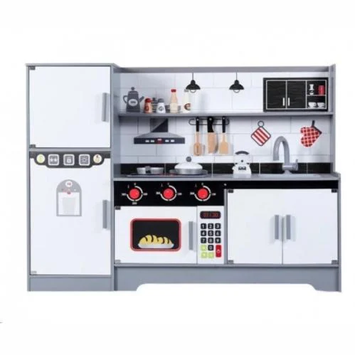 A complete wooden kitchen with a modern design for children