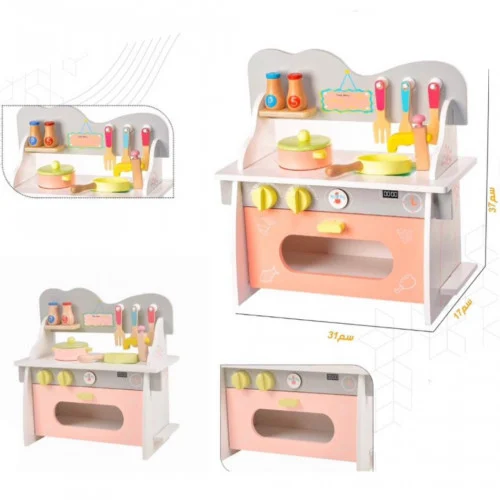 Wooden doll kitchen for children