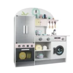 Product Description This high-quality wooden kitchen, complete with all necessary tools, allows your child to play, improve practical skills, and develop imagination. Children can play with other children, fostering friendship and social skills. This engaging toy simulates real-life objects and activities, helping children practice tasks typically performed by older children. Product specifications Made of high-quality wood It promotes creative play and imagination. A perfect gift for little ones Width 105cm Total height 102.5cm Weight 20 kg