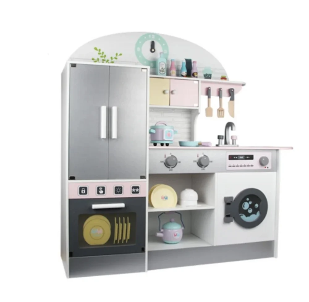 Product Description This high-quality wooden kitchen, complete with all necessary tools, allows your child to play, improve practical skills, and develop imagination. Children can play with other children, fostering friendship and social skills. This engaging toy simulates real-life objects and activities, helping children practice tasks typically performed by older children. Product specifications Made of high-quality wood It promotes creative play and imagination. A perfect gift for little ones Width 105cm Total height 102.5cm Weight 20 kg